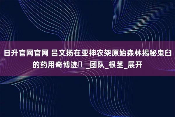 日升官网官网 吕文扬在亚神农架原始森林揭秘鬼臼的药用奇博迹‌_团队_根茎_展开