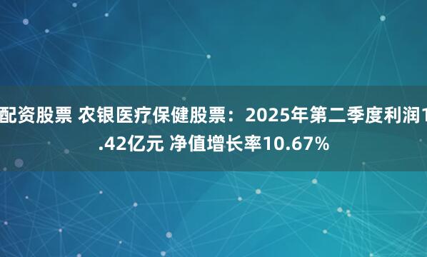 配资股票 农银医疗保健股票：2025年第二季度利润1.42亿元 净值增长率10.67%