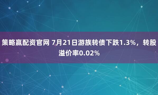 策略赢配资官网 7月21日游族转债下跌1.3%，转股溢价率0.02%