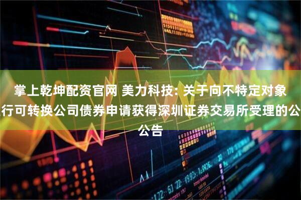 掌上乾坤配资官网 美力科技: 关于向不特定对象发行可转换公司债券申请获得深圳证券交易所受理的公告